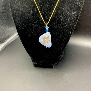 Beaded Blue Lace Agate Pendant
